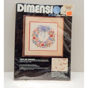 Dimensions No Count Cross Stitch Folk Art Wreath Kit 3905 Grapevine Dolls Flower